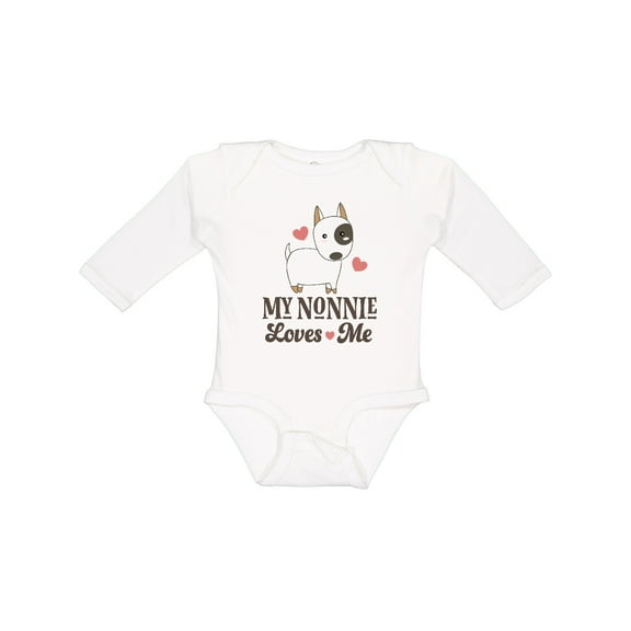 Inktastic Nonnie Loves Me Grandchild Dog Boys or Girls Long Sleeve Baby Bodysuit