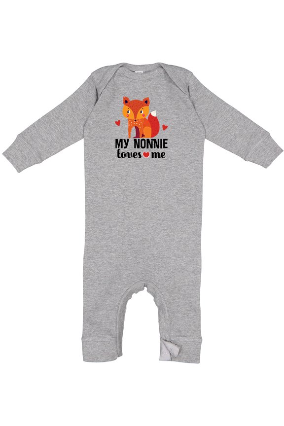 Nonnie Loves Me Grandchild Fox Baby Romper Coveralls
