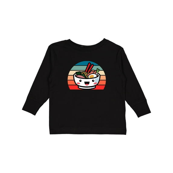 Inktastic Noodle Bowl Japanese Cute Ramen Kawaii Boys or Girls Long Sleeve Toddler T-Shirt