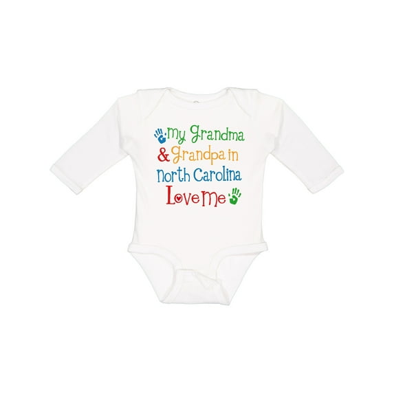 Inktastic North Carolina Grandma Loves Me Boys or Girls Long Sleeve Baby Bodysuit