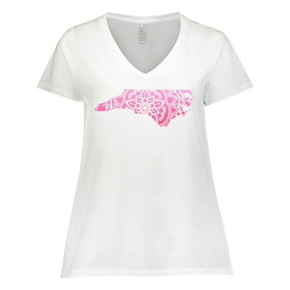 Inktastic North Carolina Silhouette Mandala Women's Plus Size V-Neck T-Shirt