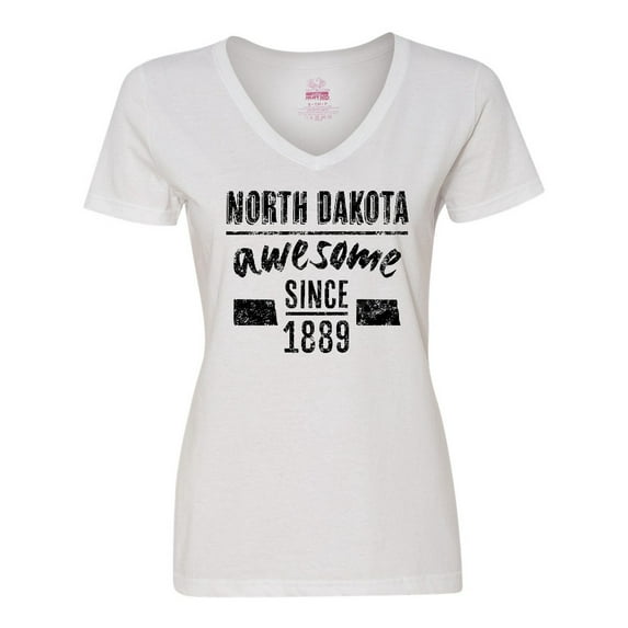 Inktastic North Dakota Awesome Since 1889 Women's V-Neck T-Shirt