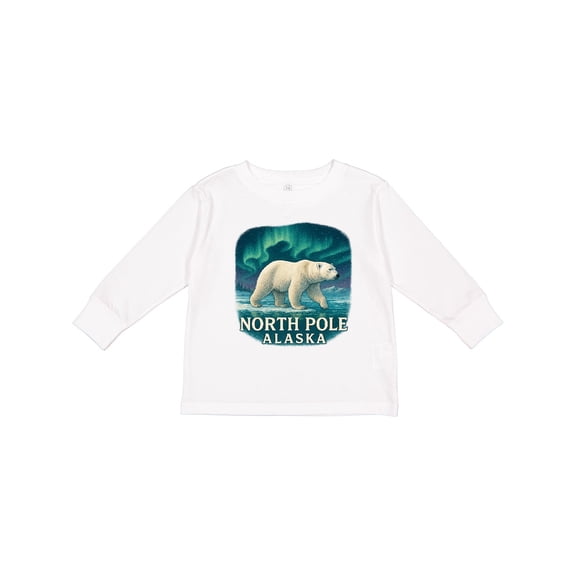 Inktastic North Pole Alaska Polar Bear Aurora Boys or Girls Long Sleeve Toddler T-Shirt