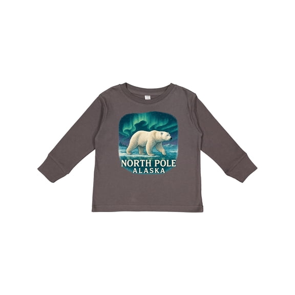 Inktastic North Pole Alaska Polar Bear Aurora Boys or Girls Long Sleeve Toddler T-Shirt
