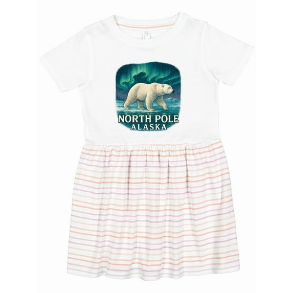 Inktastic North Pole Alaska Polar Bear Aurora Girls Toddler Dress