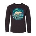 thumbnail image 1 of Inktastic North Pole Alaska Polar Bear Aurora Long Sleeve Youth T-Shirt, 1 of 5
