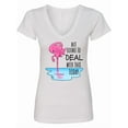 thumbnail image 1 of Inktastic Not Going to Deal with This Today Sleeping Flamingo Women's V-Neck T-Shirt, 1 of 5