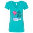 thumbnail image 1 of Inktastic Not Going to Deal with This Today Sleeping Flamingo Women's V-Neck T-Shirt, 1 of 5