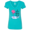 thumbnail image 1 of Inktastic Not Going to Deal with This Today Sleeping Flamingo Women's V-Neck T-Shirt, 1 of 5