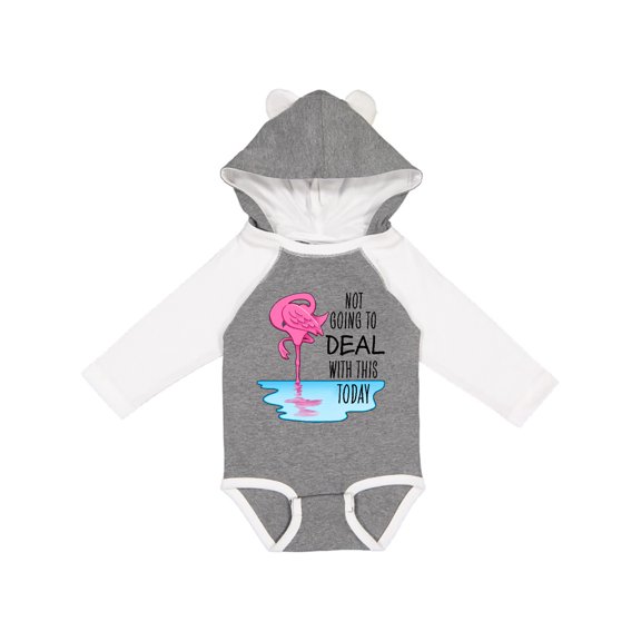 Inktastic Not Going to Deal with This Today- sleeping flamingo Boys or Girls Long Sleeve Baby Bodysuit