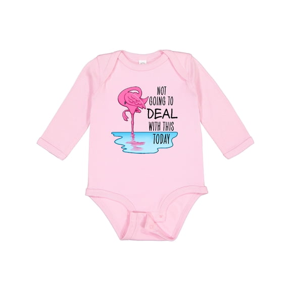 Inktastic Not Going to Deal with This Today- sleeping flamingo Boys or Girls Long Sleeve Baby Bodysuit