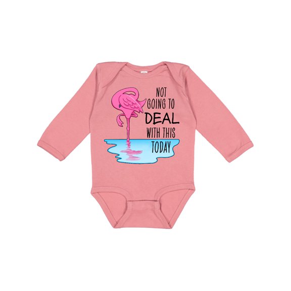 Inktastic Not Going to Deal with This Today- sleeping flamingo Boys or Girls Long Sleeve Baby Bodysuit