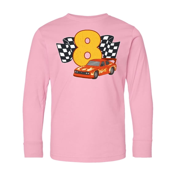 Inktastic Number Eight Race Car Long Sleeve Youth T-Shirt