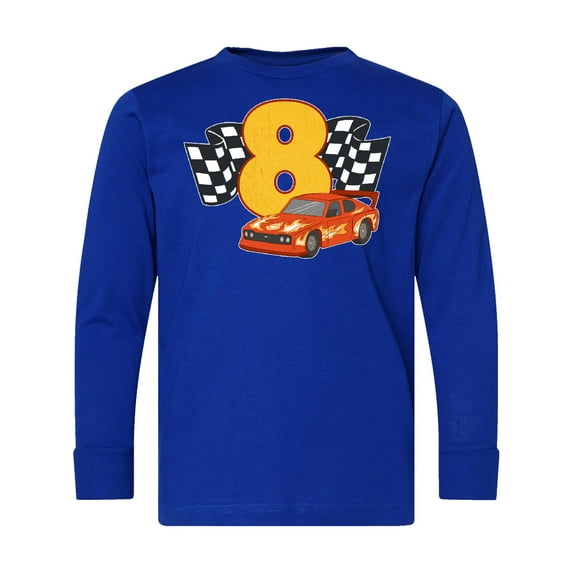 Inktastic Number Eight Race Car Long Sleeve Youth T-Shirt