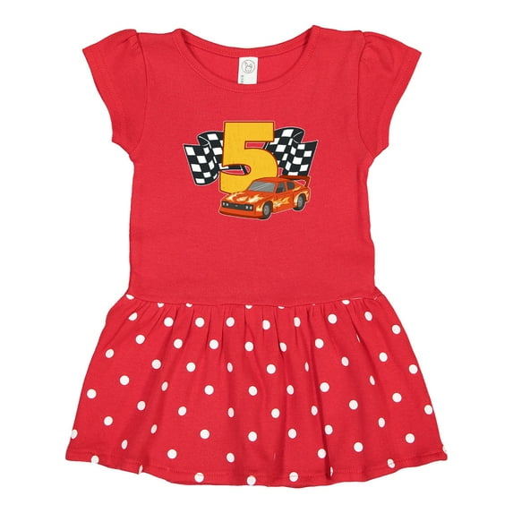 Inktastic Number Five Race Car Girls Toddler Dress