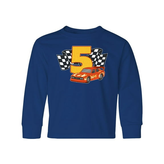 Inktastic Number Five Race Car Long Sleeve Youth T-Shirt