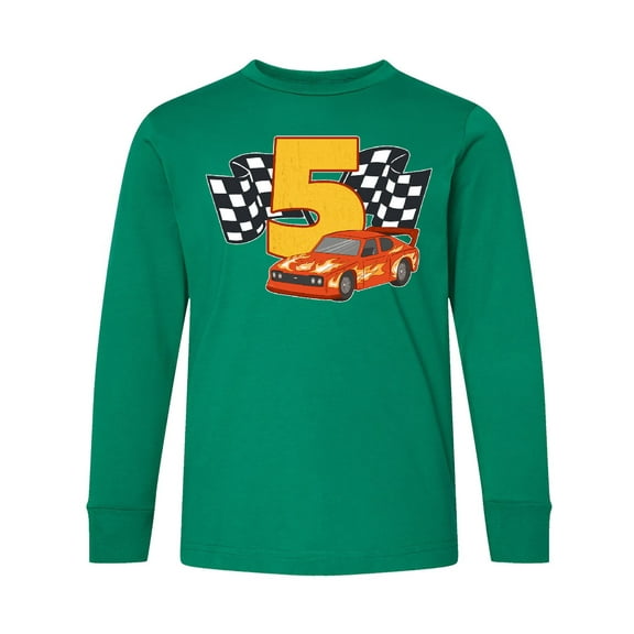 Inktastic Number Five Race Car Long Sleeve Youth T-Shirt