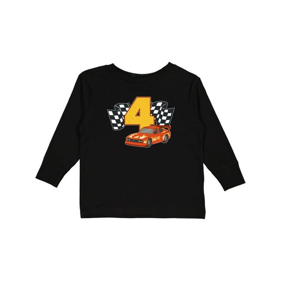 Inktastic Number Four Race Car Boys or Girls Long Sleeve Toddler T-Shirt