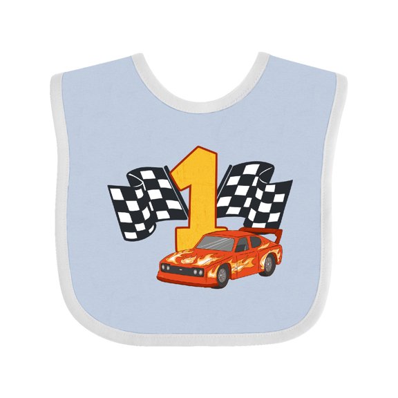 Inktastic Number One Race Car Boys or Girls Baby Bib