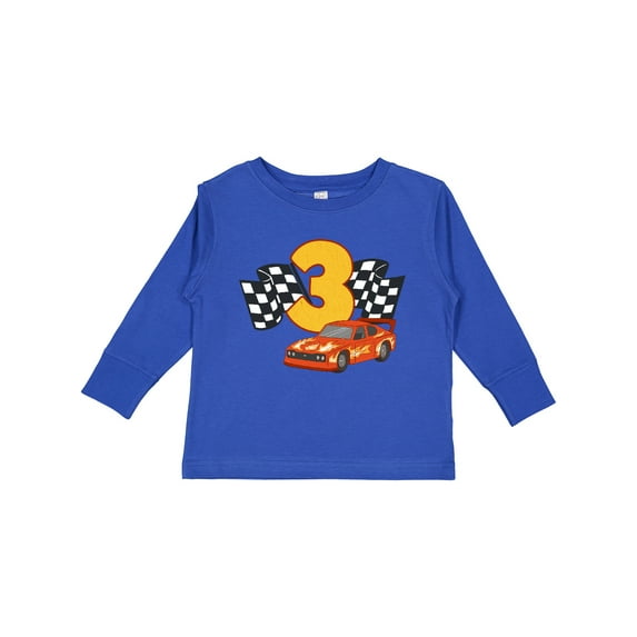 Inktastic Number Three Race Car Boys or Girls Long Sleeve Toddler T-Shirt