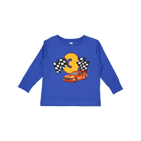 Inktastic Number Three Race Car Boys or Girls Long Sleeve Toddler T-Shirt