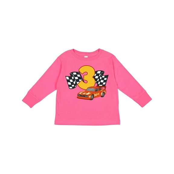 Inktastic Number Three Race Car Boys or Girls Long Sleeve Toddler T-Shirt