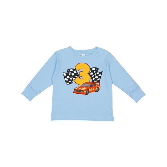 Inktastic Number Three Race Car Boys or Girls Long Sleeve Toddler T-Shirt