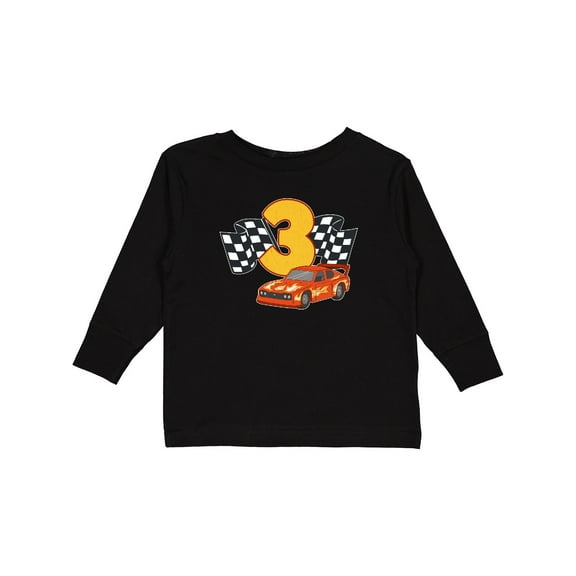 Inktastic Number Three Race Car Boys or Girls Long Sleeve Toddler T-Shirt