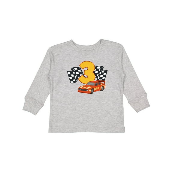 Inktastic Number Three Race Car Boys or Girls Long Sleeve Toddler T-Shirt