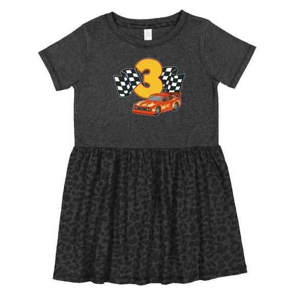 Inktastic Number Three Race Car Girls Toddler Dress