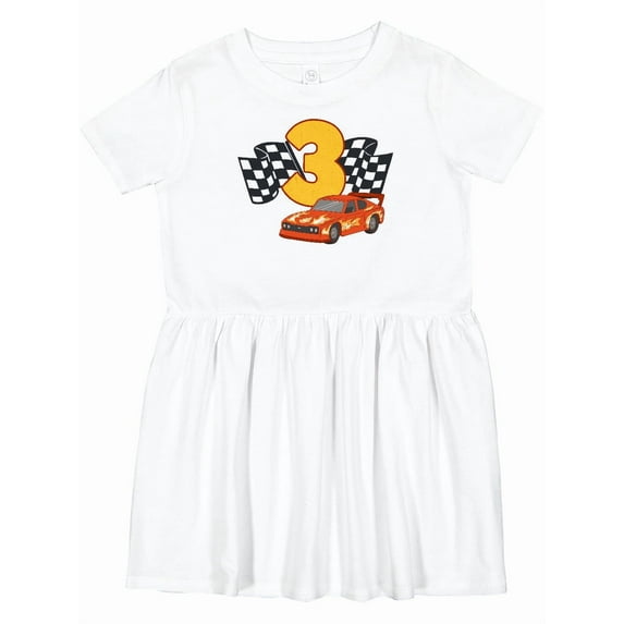Inktastic Number Three Race Car Girls Toddler Dress