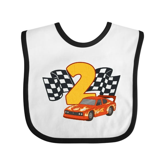 Inktastic Number Two Race Car Boys or Girls Baby Bib