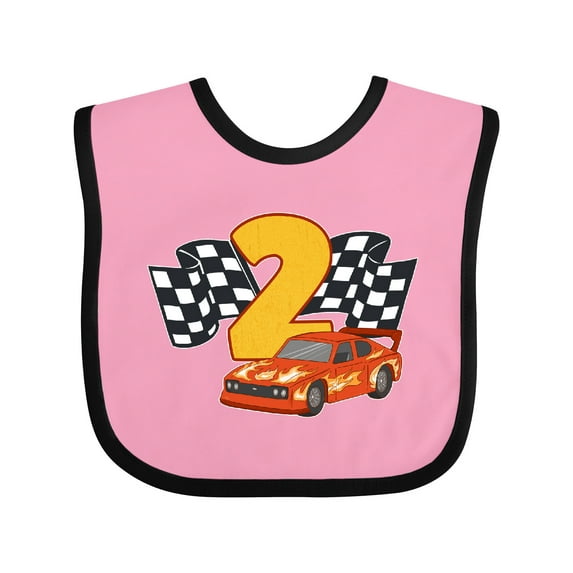 Inktastic Number Two Race Car Boys or Girls Baby Bib