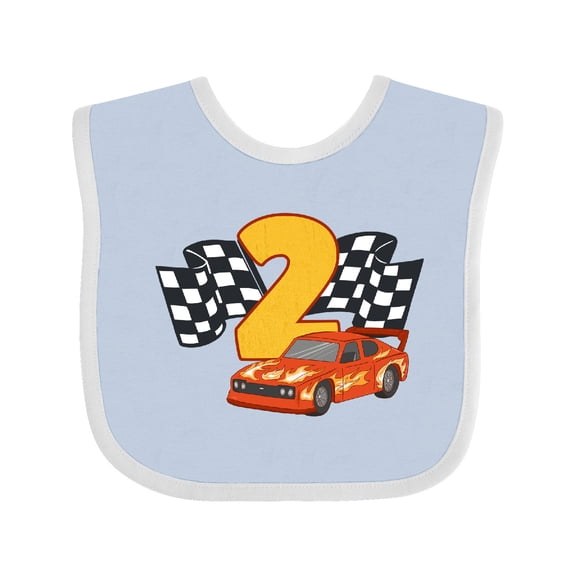 Inktastic Number Two Race Car Boys or Girls Baby Bib