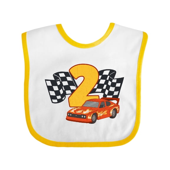 Inktastic Number Two Race Car Boys or Girls Baby Bib