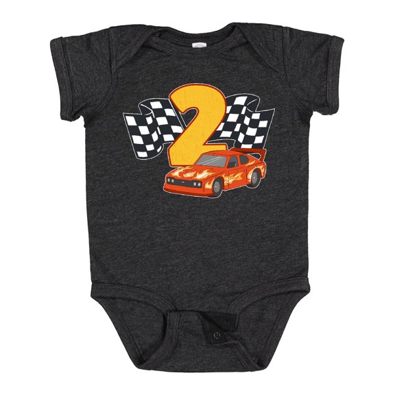 Inktastic Number Two Race Car Boys or Girls Baby Bodysuit