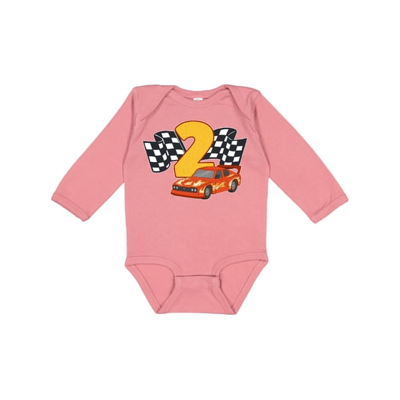 Inktastic Number Two Race Car Boys or Girls Long Sleeve Baby Bodysuit