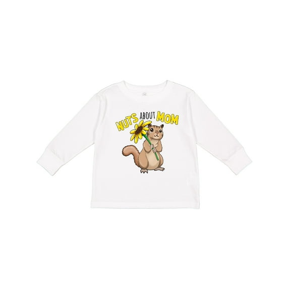 Inktastic Nuts about Mom Cute Chipmunk with Sunflower Boys or Girls Long Sleeve Toddler T-Shirt
