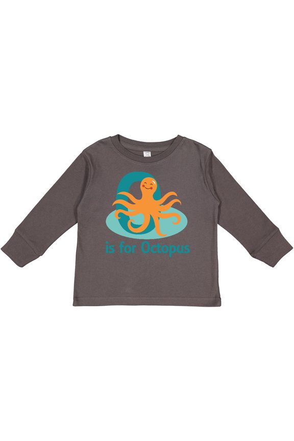 O is for Octopus Monogram Boys or Girls Long Sleeve Toddler T-Shirt