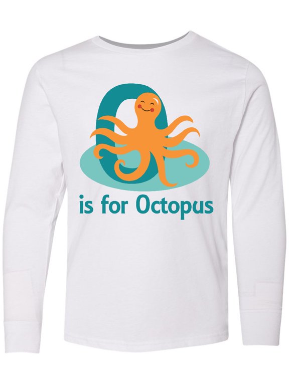 O is for Octopus Monogram Long Sleeve Youth T-Shirt
