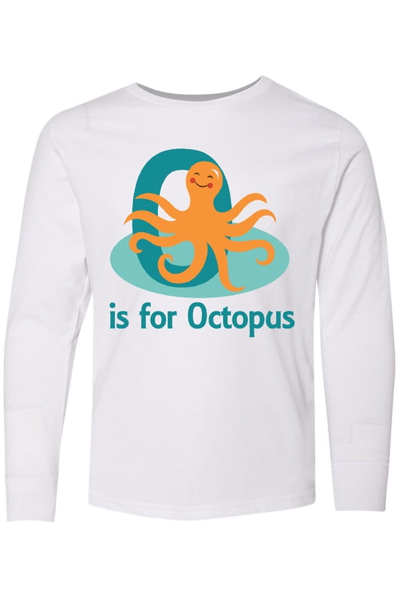 O is for Octopus Monogram Long Sleeve Youth T-Shirt
