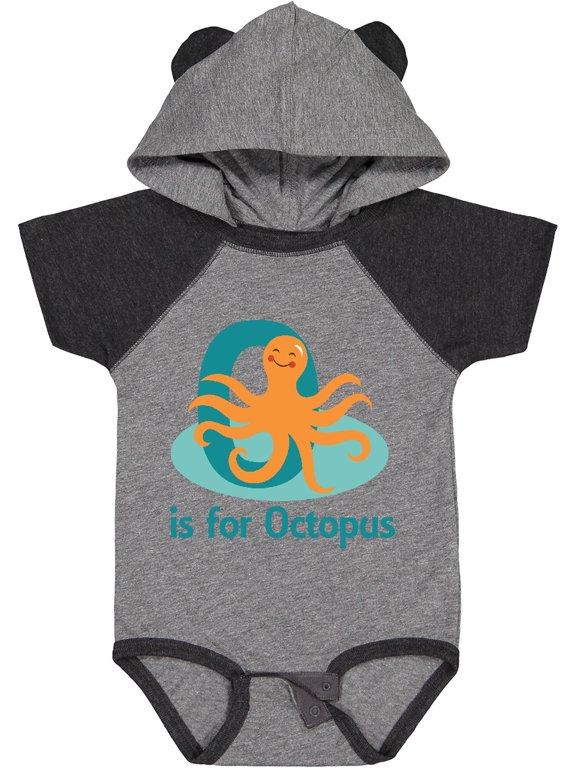 O is for Octopus monogram Boys or Girls Baby Bodysuit