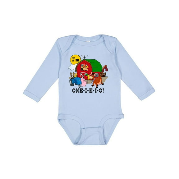 Inktastic One-i-e-i-o Boys or Girls Long Sleeve Baby Bodysuit