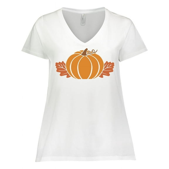 Inktastic Oak Leaf Pumpkin Women's Plus Size V-Neck T-Shirt