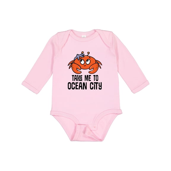 Inktastic Ocean City Maryland Cute Crab Boys or Girls Long Sleeve Baby Bodysuit