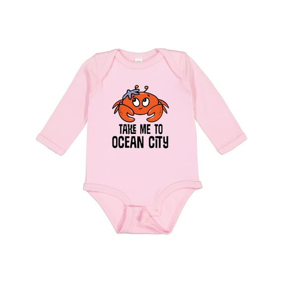 Inktastic Ocean City Maryland Cute Crab Boys or Girls Long Sleeve Baby Bodysuit