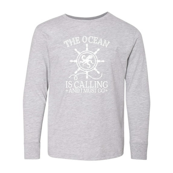 Inktastic Ocean is Calling Cute Nautical Octopus Long Sleeve Youth T-Shirt