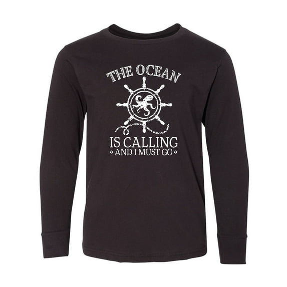 Inktastic Ocean is Calling Cute Nautical Octopus Long Sleeve Youth T-Shirt