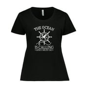 Inktastic Ocean is Calling Cute Nautical Octopus Womens Plus Size T-Shirt