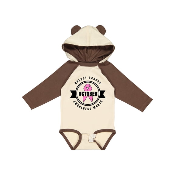 Inktastic October Breast Cancer Awareness Month Badge Boys or Girls Long Sleeve Baby Bodysuit